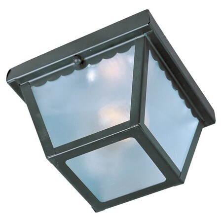 Maxim One Light Black Frosted Glass Outdoor Flush Mount 6203FTBK
